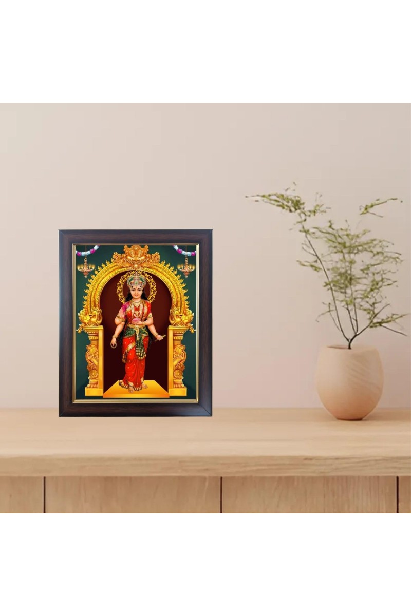 Hitech Sales Devi Kanyakumari Photo Frame for Pooja Room, Temple Decor, Home Decoration and Gift (Wall and Tabletop, Rectangular, Polystyrene Frame, Printed Photo, 24 x 29 cm, Black)