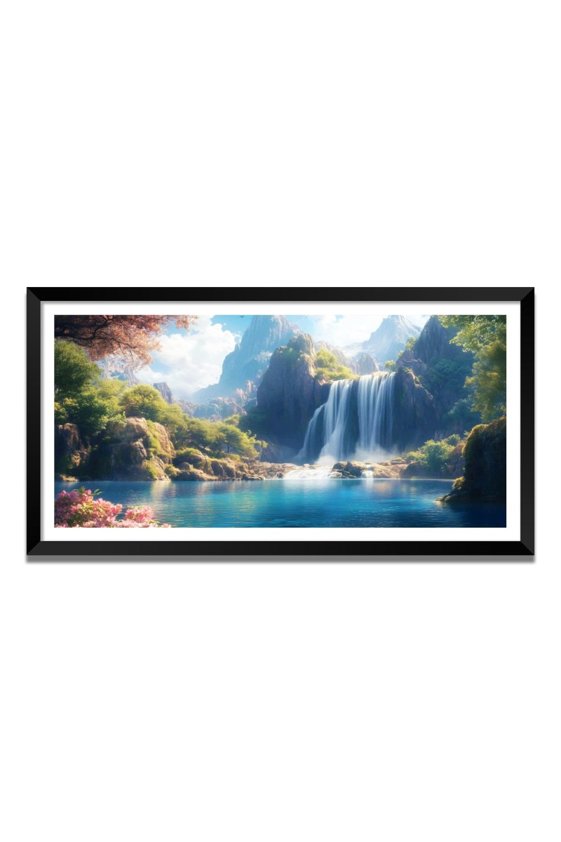 Nature Landscape Floating Frame Scenery Digital Print - (I5752) - 24x36 inch Modern Nature Wall Art for Living Room, Bedroom, Office, Hotels, Drawing Room