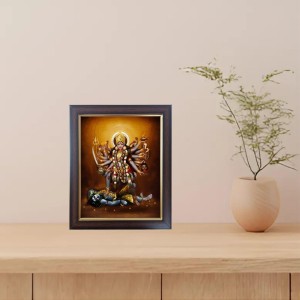 Hitech Sales Maa Kali Photo Frame for Pooja Room, Temple Decor, Home Decoration and Gift (Wall and Tabletop, Rectangular, Polystyrene Frame, Printed Photo, 24 x 29 cm, Black)