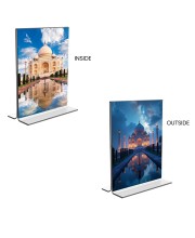 Taj Mahal Acrylic T-Style Photo Stand - 5x7 Inches, Compact and Stylish Spiritual Display, easily change 2 photos (Pack of 1)