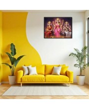 Maa Laxmi Parvti Saraswati Laminated Photo - 7x9 Inches, Divine Blessings For Home & Office And Temple Decoration (F16106)