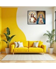 Jesus And Immaculate Heart Of Mary Laminated Photo - 9x11 Inches, Divine Blessings For Home & Office And Temple Decoration (F16187)