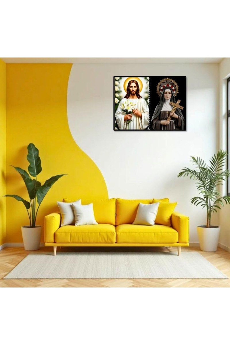 Jesus Christ-St. Therese Of Lisieux Laminated Photo - 7x9 Inches, Divine Blessings For Home & Office And Temple Decoration (F16404)