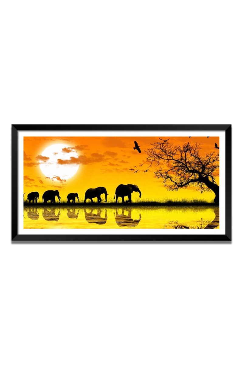 Nature Landscape Floating Frame Scenery Digital Print - (I5616) - 18x36 inch Modern Nature Wall Art for Living Room, Bedroom, Office, Hotels, Drawing Room