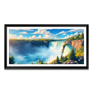 Nature Landscape Floating Frame Scenery Digital Print - (I5847) - 24x48 inch Modern Nature Wall Art for Living Room, Bedroom, Office, Hotels, Drawing Room