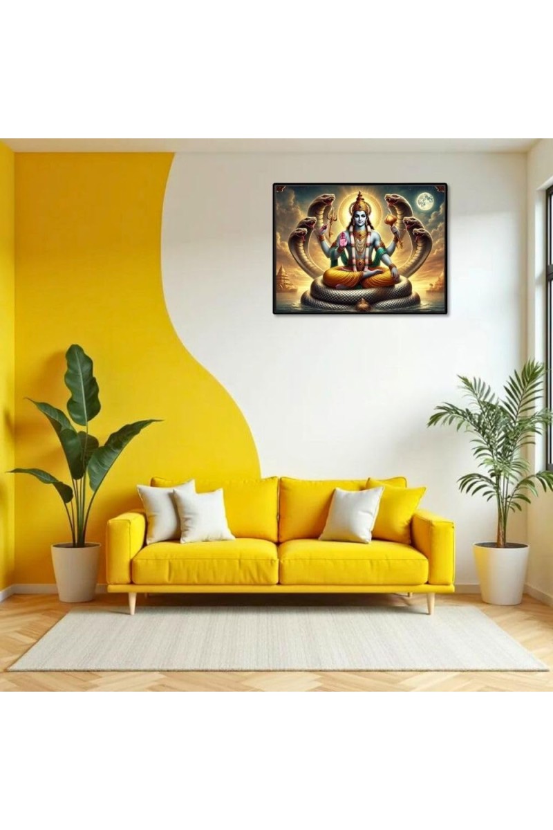 Lord Vishnu Laminated Photo - 7x9 Inches, Divine Blessings For Home & Office And Temple Decoration (F16061)