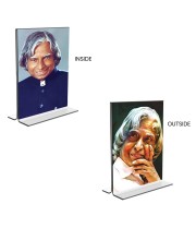 APJ Abdul Kalam Acrylic T-Style Photo Stand - 11x13 Inches, Compact and Stylish Spiritual Display, easily change 2 photos (Pack of 1)