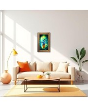 Lord Krishna Digital Golden Balck Color Photo Frame | Hindu Religious Wall Decor | 18x24 Inches - Inspirational Wall Art For Office, Home Decor - Ideal Spiritual Gift (F16687)