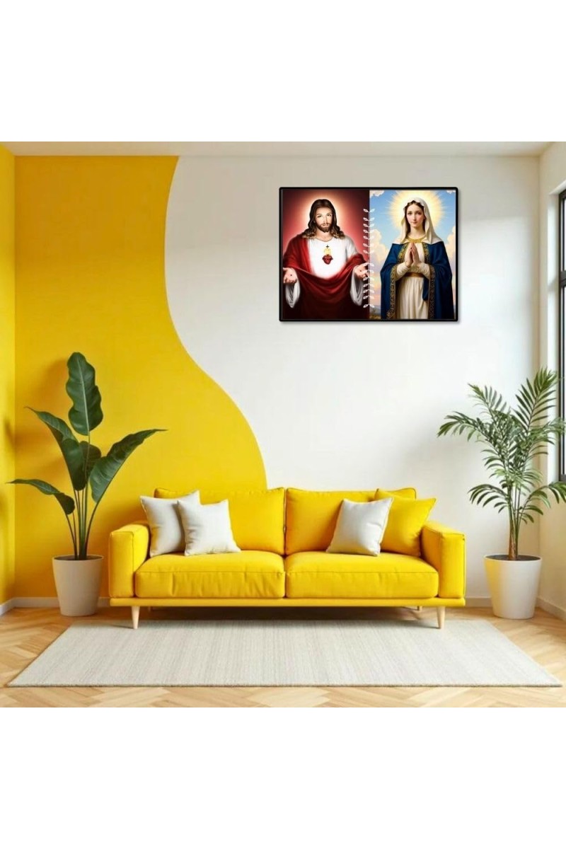 Jesus Christ-Our Lady Of Grace Laminated Photo - 7x9 Inches, Divine Blessings For Home & Office And Temple Decoration (F16286)