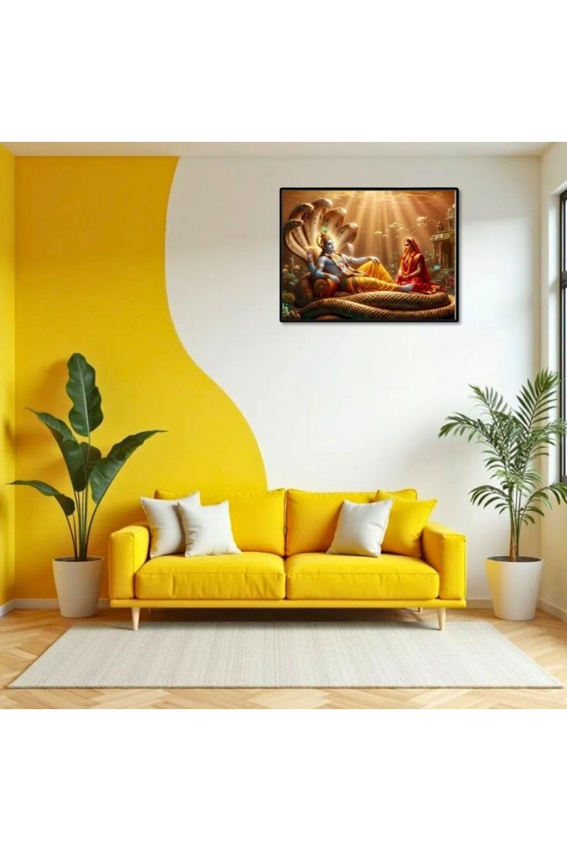 Lord Vishnu Laminated Photo - 7x9 Inches, Divine Blessings For Home & Office And Temple Decoration (F16090)