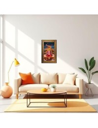 Lord Ganesha Digital Golden Balck Color Photo Frame | Hindu Religious Wall Decor | 16x22 Inches - Inspirational Wall Art For Office, Home Decor - Ideal Spiritual Gift (F16586)