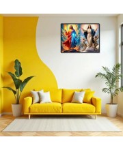Jesus Christ-Virgin Mary Laminated Photo - 7x9 Inches, Divine Blessings For Home & Office And Temple Decoration (F16396)