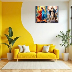 Jesus Christ - Virgin Mary Laminated Photo - 7x9 Inches, Divine Blessings For Home & Office And Temple Decoration (F16396)