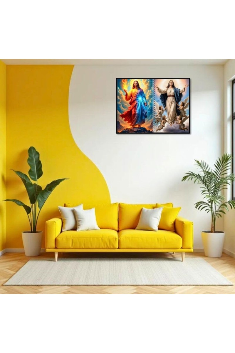Jesus Christ - Virgin Mary Laminated Photo - 7x9 Inches, Divine Blessings For Home & Office And Temple Decoration (F16396)