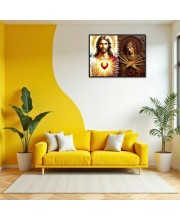Jesus And Immaculate Heart Of Mary Laminated Photo - 9x11 Inches, Divine Blessings For Home & Office And Temple Decoration (F16193)