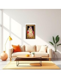 Beautiful Radha Digital Golden Balck Color Photo Frame | Hindu Religious Wall Decor | 14x20 Inches - Inspirational Wall Art For Office, Home Decor - Ideal Spiritual Gift (F16694)