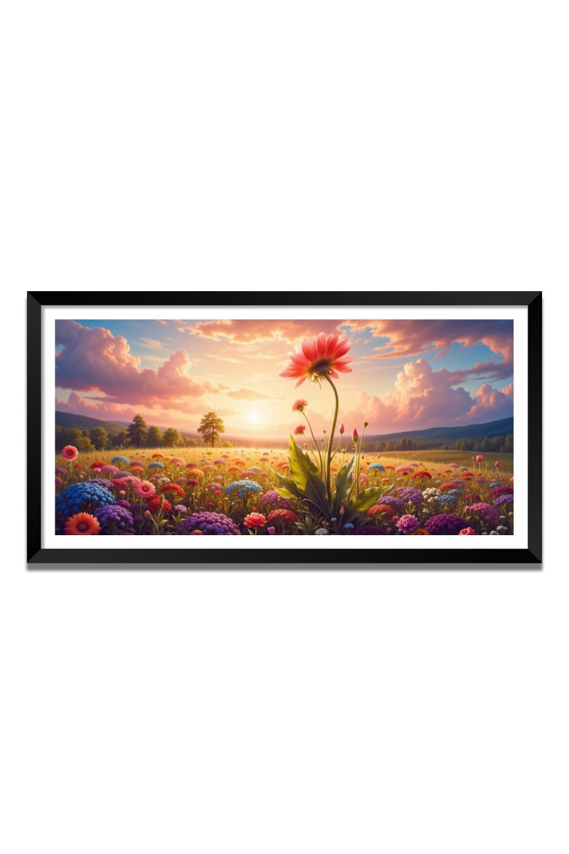 Nature Landscape Floating Frame Scenery Digital Print - (I5758) - 24x36 inch Modern Nature Wall Art for Living Room, Bedroom, Office, Hotels, Drawing Room