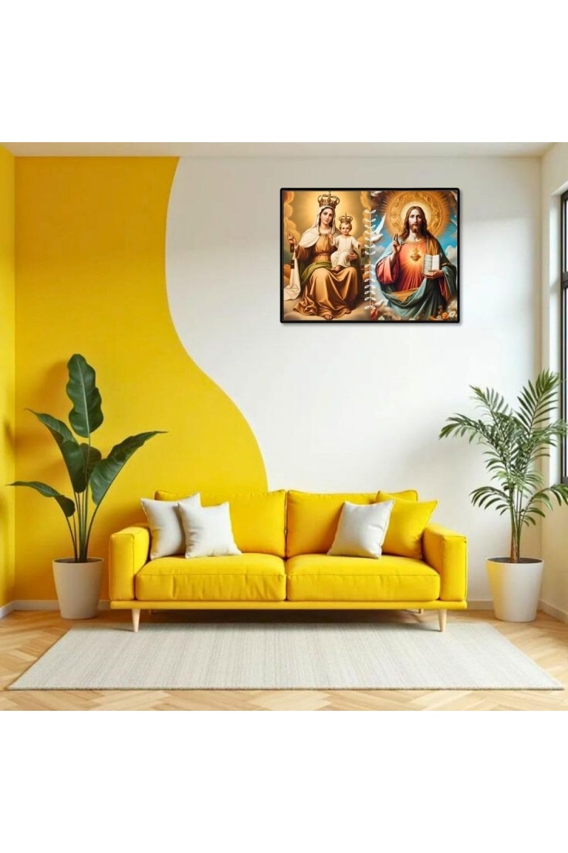 Jesus Lady Of FatimaLaminated Photo - 9x11 Inches, Divine Blessings For Home & Office And Temple Decoration (F16233)