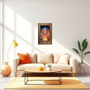Ashta Lakshmi Digital Golden Balck Color Photo Frame | Hindu Religious Wall Decor | 12x18 Inches - Inspirational Wall Art For Office, Home Decor - Ideal Spiritual Gift (F16919)