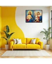 Jesus Christ-Mother Mary Laminated Photo - 7x9 Inches, Divine Blessings For Home & Office And Temple Decoration (F16409)