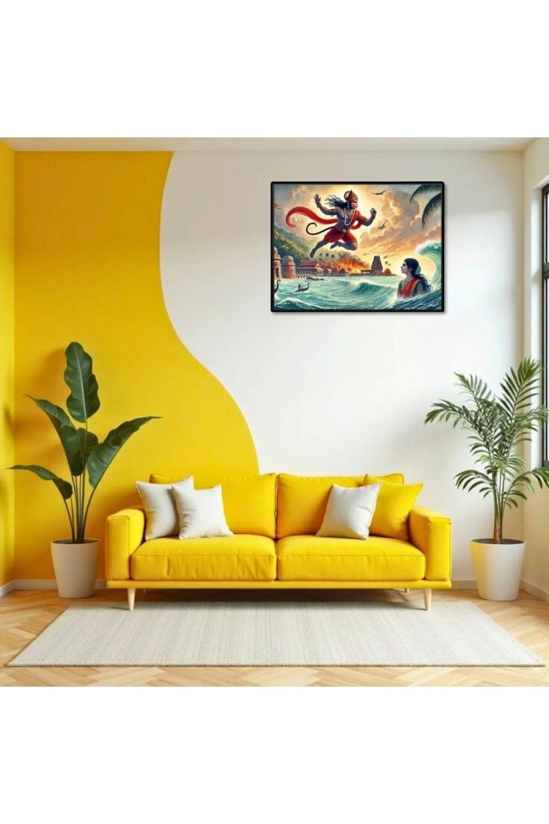 Lord Hanuman Laminated Photo - 11x13 Inches, Divine Blessings For Home & Office And Temple Decoration (F16101)