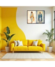 Jesus Immaculate Heart Of Mary Laminated Photo - 11x13 Inches, Divine Blessings For Home & Office And Temple Decoration (F16243)