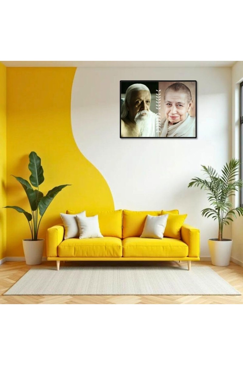 Sri Aurobindo & The Mother Laminated Photo - 7x9 Inches, Divine Blessings For Home & Office And Temple Decoration (F16152)