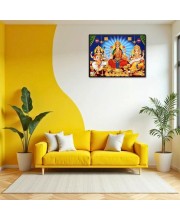 Lord Ganesha Maa Laxmi Sarswati Laminated Photo - 7x9 Inches, Divine Blessings For Home & Office And Temple Decoration (F16127)