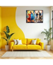 Jesus Blessed Virgin Mary Laminated Photo - 11x13 Inches, Divine Blessings For Home & Office And Temple Decoration (F16241)