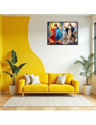 Jesus Blessed Virgin Mary Laminated Photo - 7x9 Inches, Divine Blessings For Home & Office And Temple Decoration (F16241)