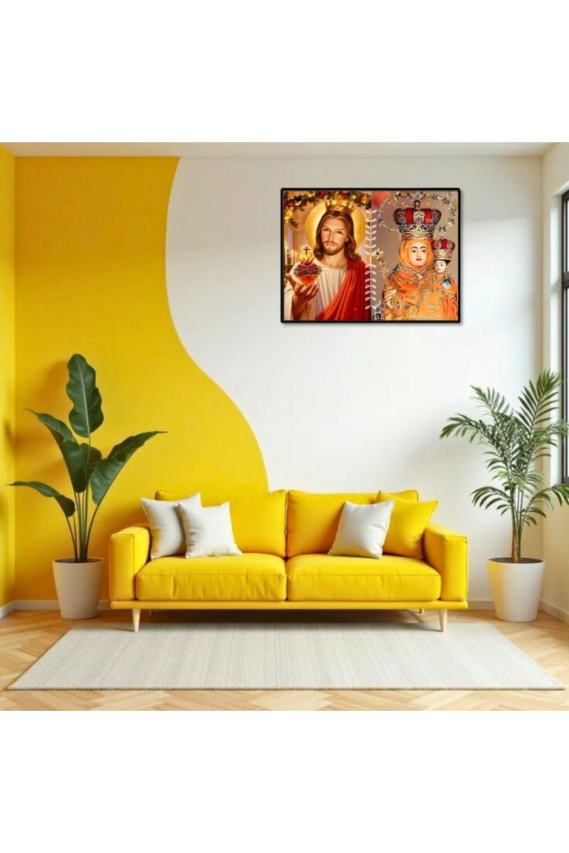 Jesus Lady Of Velankanni Laminated Photo - 9x11 Inches, Divine Blessings For Home & Office And Temple Decoration (F16206)