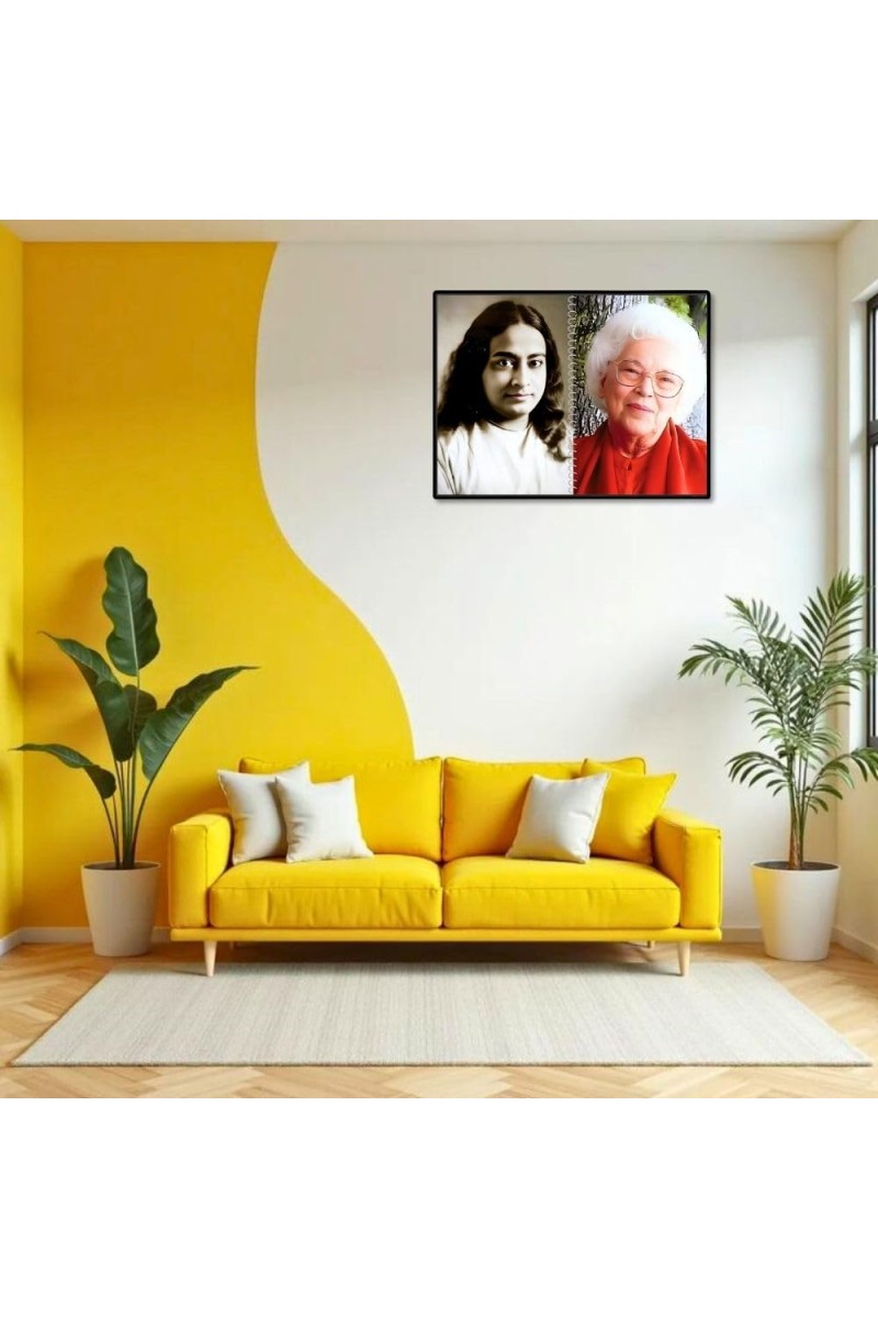 Paramahansa Yogananda & Sri Daya Mata Laminated Photo - 7x9 Inches, Divine Blessings For Home & Office And Temple Decoration (F16325)