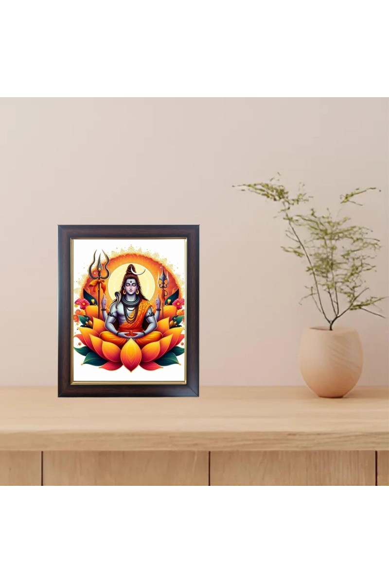 Hitech Sales Mahadev Shiv Ji Photo Frame for Pooja Room, Temple Decor, Home Decoration and Gift(Wall and Tabletop, Rectangular, Polystyrene Frame, Printed Photo, 24 x 29 cm, Black)