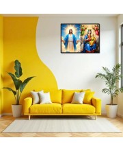 Jesus Blessed Virgin Mary Laminated Photo - 11x13 Inches, Divine Blessings For Home & Office And Temple Decoration (F16239)