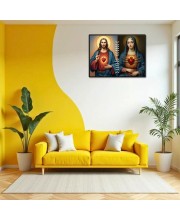 Jesus And Immaculate Heart Of Mary Laminated Photo - 9x11 Inches, Divine Blessings For Home & Office And Temple Decoration (F16188)