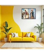 Jesus Christ-Virgin Mary Laminated Photo - 7x9 Inches, Divine Blessings For Home & Office And Temple Decoration (F16397)