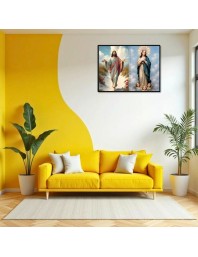 Jesus Christ - Virgin Mary Laminated Photo - 11x13 Inches, Divine Blessings For Home & Office And Temple Decoration (F16397)