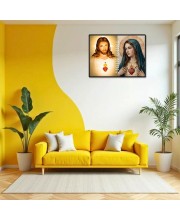 Jesus And Immaculate Heart Of Mary Laminated Photo - 9x11 Inches, Divine Blessings For Home & Office And Temple Decoration (F16179)