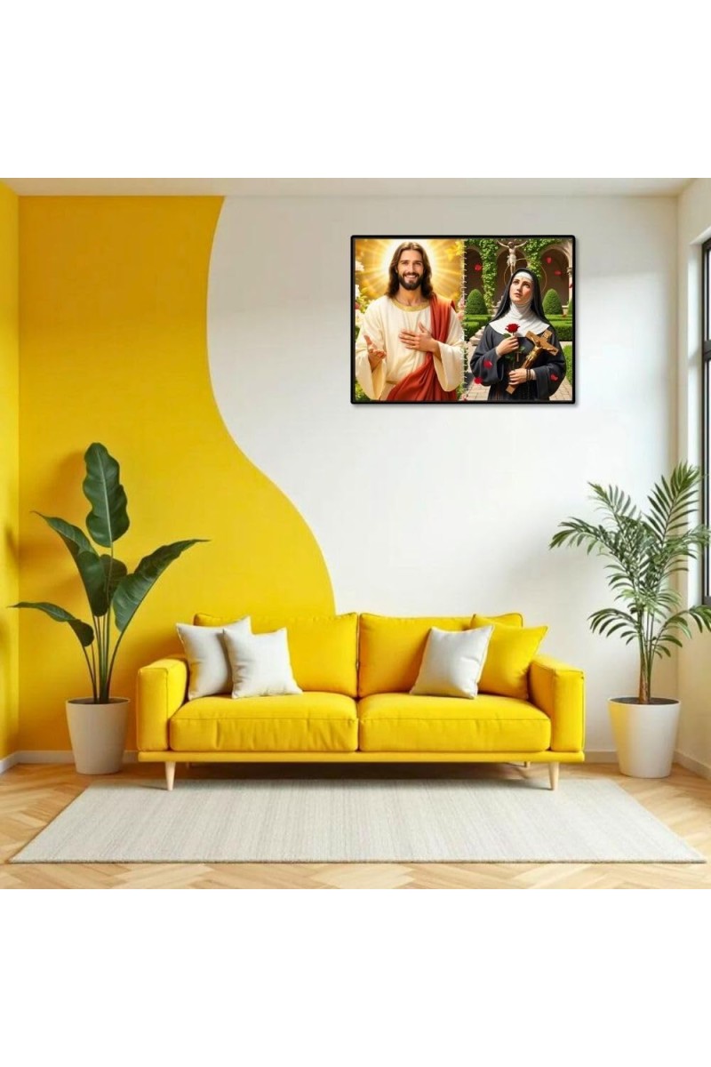 Jesus Christ-St. Therese Of Lisieux Laminated Photo - 7x9 Inches, Divine Blessings For Home & Office And Temple Decoration (F16403)