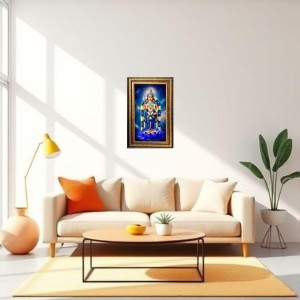 Lord Karthikeya Digital Golden Balck Color Photo Frame | Hindu Religious Wall Decor | 10x16 Inches - Inspirational Wall Art For Office, Home Decor - Ideal Spiritual Gift (F16959)