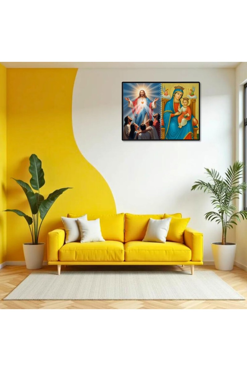 Jesus Christ-Our Lady Of Perpetual Help Laminated Photo - 7x9 Inches, Divine Blessings For Home & Office And Temple Decoration (F16363)