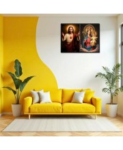 Jesus Christ-Mother Mary Laminated Photo - 7x9 Inches, Divine Blessings For Home & Office And Temple Decoration (F16413)