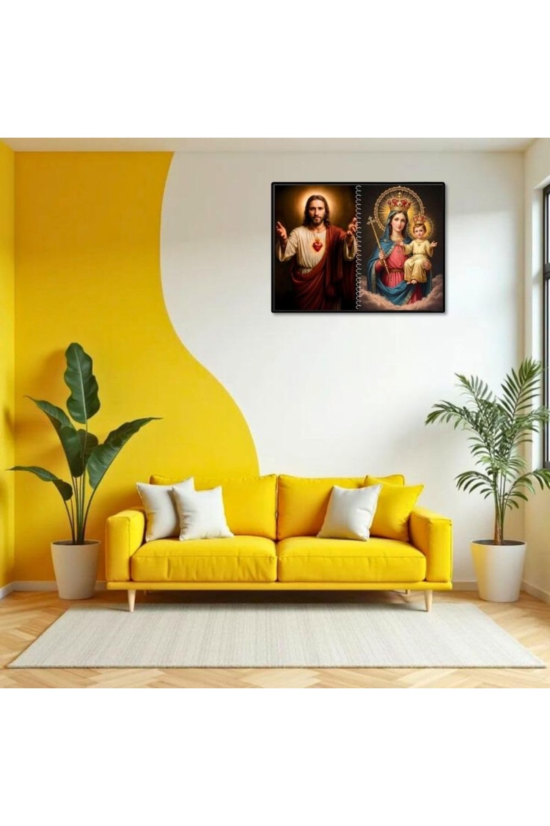 Jesus Christ-Mother Mary Laminated Photo - 7x9 Inches, Divine Blessings For Home & Office And Temple Decoration (F16413)