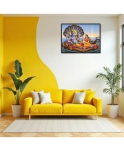 Lord Vishnu And Lakshmi. Laminated Photo - 9x11 Inches, Divine Blessings For Home & Office And Temple Decoration (F16057)