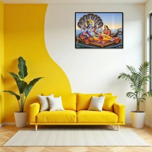 Lord Vishnu And Lakshmi. Laminated Photo - 13x15 Inches, Divine Blessings For Home & Office And Temple Decoration (F16057)