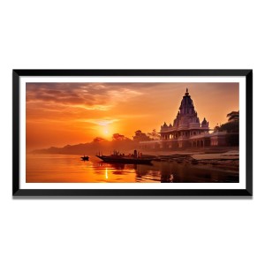 Nature Landscape Floating Frame Scenery Digital Print - (I5850) - 18x36 inch Modern Nature Wall Art for Living Room, Bedroom, Office, Hotels, Drawing Room