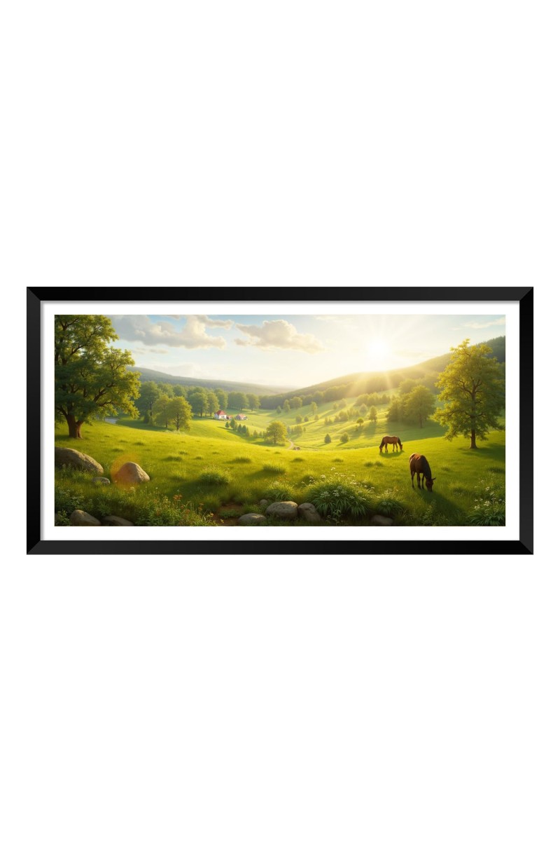 Nature Landscape Floating Frame Scenery Digital Print - (I5886) - 18x36 inch Modern Nature Wall Art for Living Room, Bedroom, Office, Hotels, Drawing Room