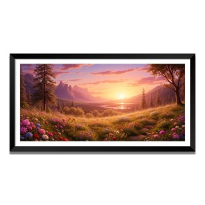 Nature Landscape Floating Frame Scenery Digital Print - (I5866) - 18x36 inch Modern Nature Wall Art for Living Room, Bedroom, Office, Hotels, Drawing Room