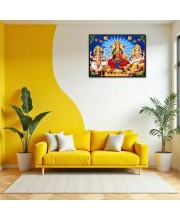 Lord Ganesha Maa Laxmi Sarswati Laminated Photo - 7x9 Inches, Divine Blessings For Home & Office And Temple Decoration (F16141)