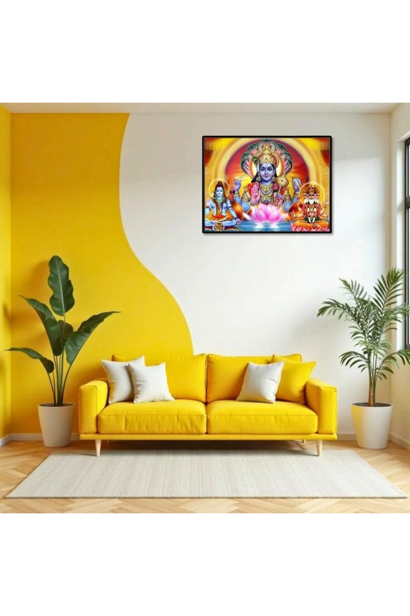 Lord Vishnu Laminated Photo - 7x9 Inches, Divine Blessings For Home & Office And Temple Decoration (F16119)